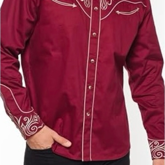 Stylish Burgundy Western Shirt for Men - Picture 1 of 7